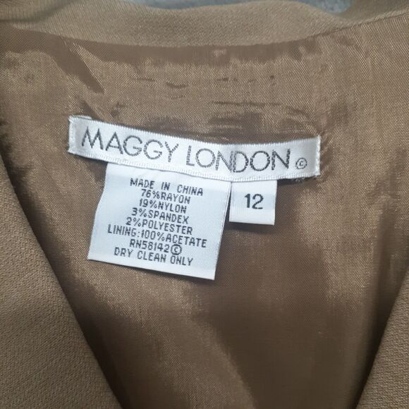 Maggy London Brown Tan Button Up Blazer Women's Size 12 - Picture 3 of 8